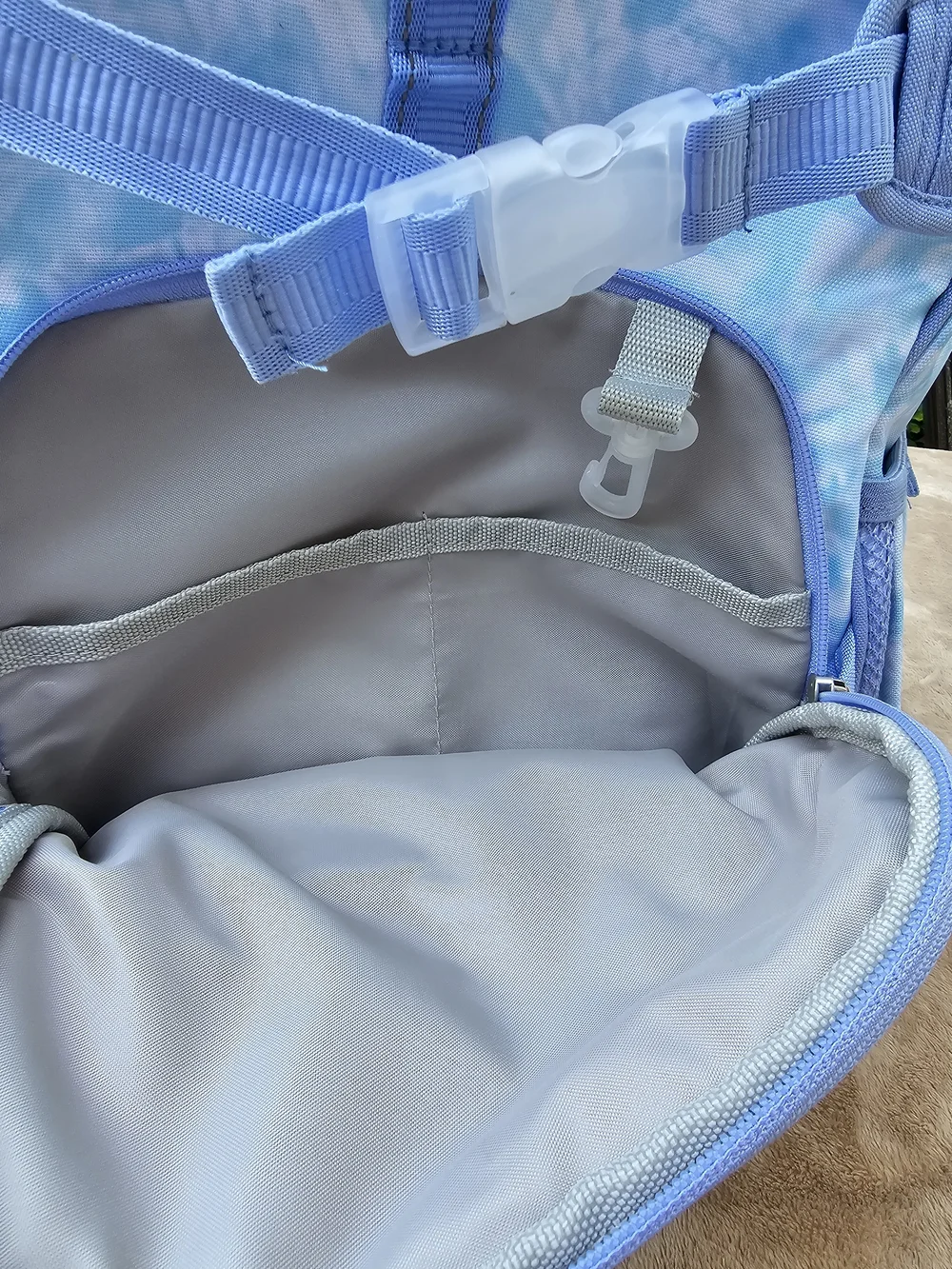 Pottery Barn Kids Blue Tie-Dye Backpack with Rainbow Front Pocket